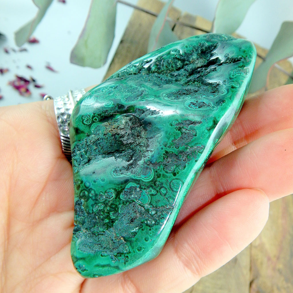Partially Polished Deep Green Malachite Free Form Carving #1 - Earth Family Crystals