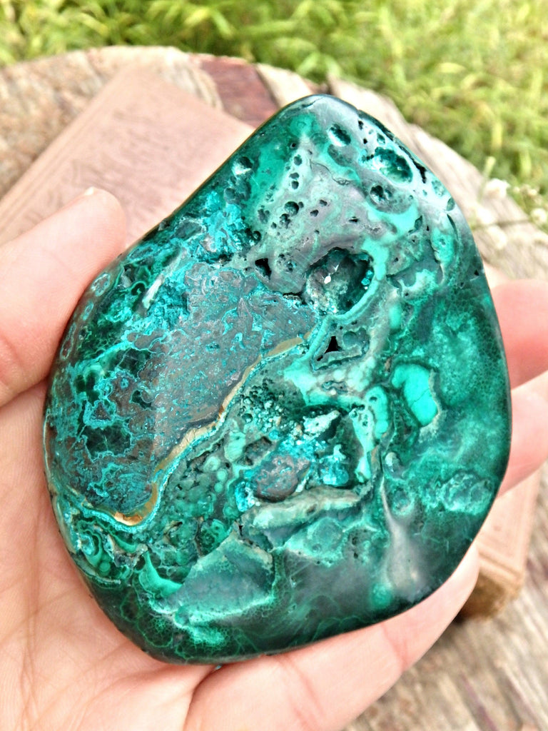 Gorgeous Bulls Eye Patterns Partially Polished Malachite Specimen 1 - Earth Family Crystals