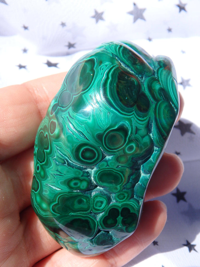 Stunning Green Patterns Caterpillar Shape Malachite Partially Polished Specimen - Earth Family Crystals