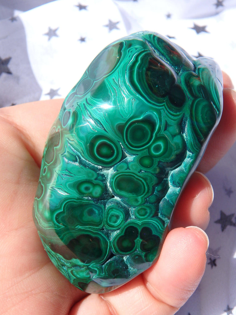 Stunning Green Patterns Caterpillar Shape Malachite Partially Polished Specimen - Earth Family Crystals