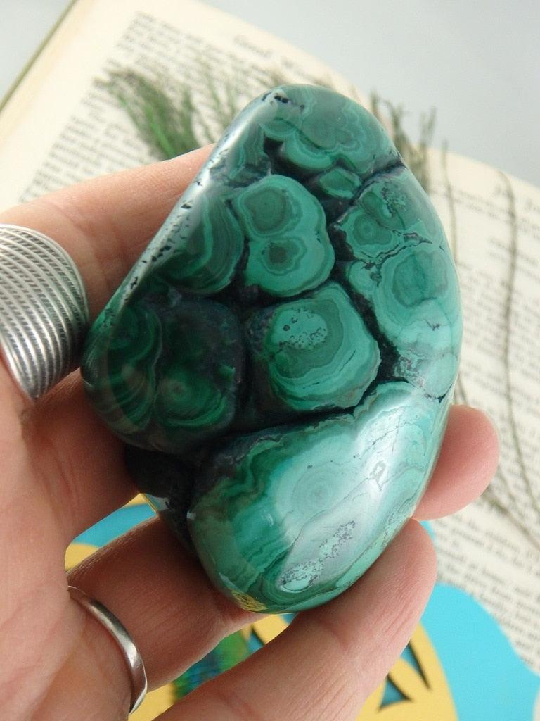 Pastel Green Swirls Malachite Polished Specimen With Caves - Earth Family Crystals