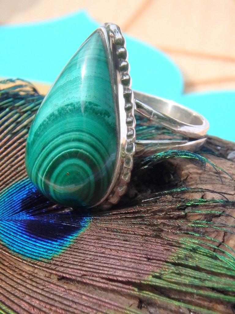 Terrific Teardrop Malachite  Ring In Sterling Silver (Size 6) - Earth Family Crystals
