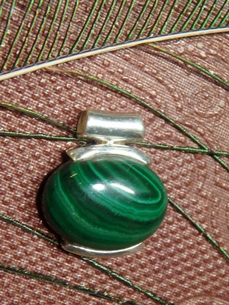 Swirling Greens Malachite Gemstone Pendant In Sterling Silver (Includes Silver Chain) - Earth Family Crystals