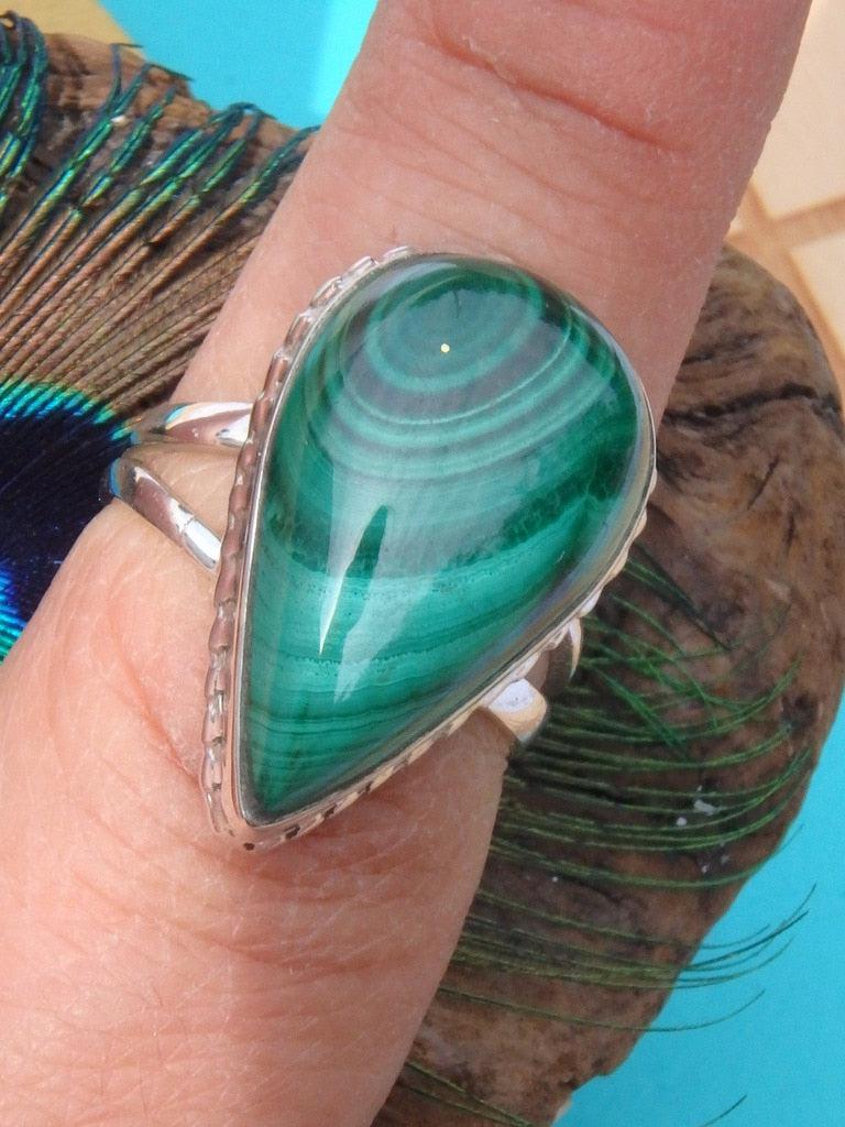 Terrific Teardrop Malachite  Ring In Sterling Silver (Size 6) - Earth Family Crystals