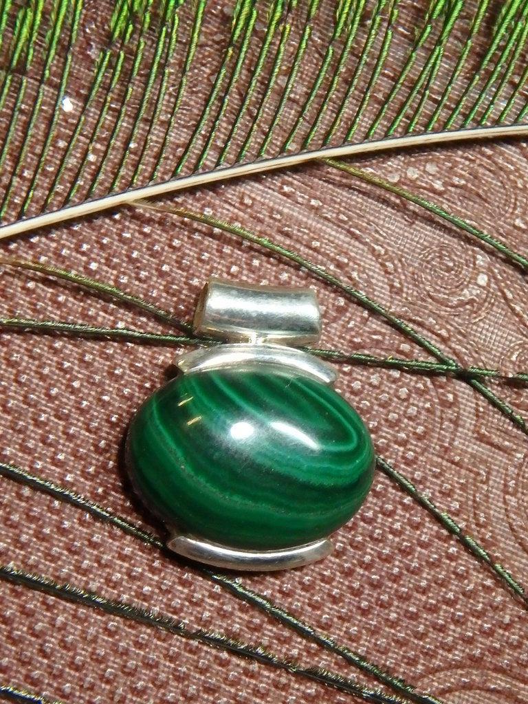 Swirling Greens Malachite Gemstone Pendant In Sterling Silver (Includes Silver Chain) - Earth Family Crystals