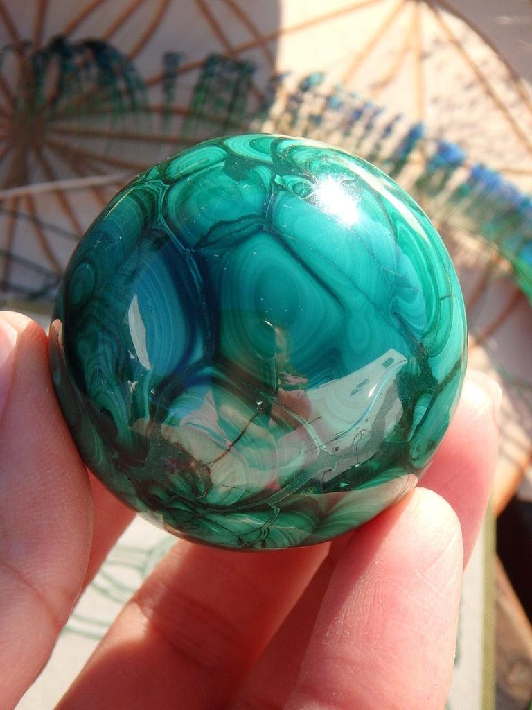 Fabulous Green Malachite Gemstone Sphere - Earth Family Crystals