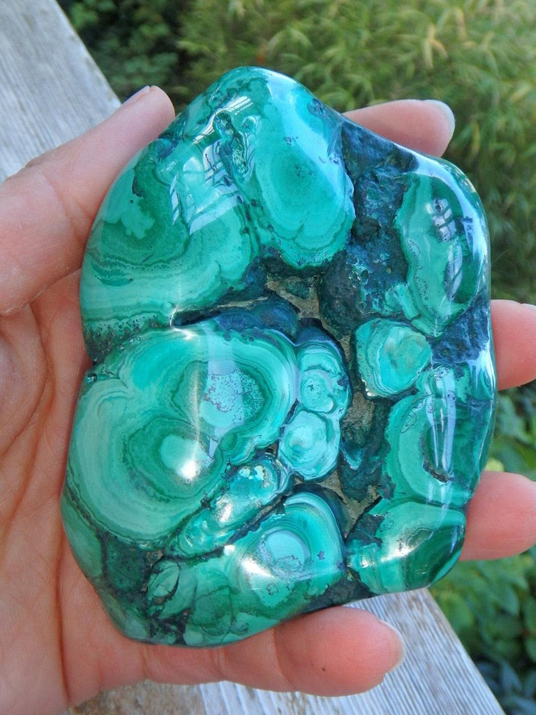 Large Green Malachite Free form With Deep Caves - Earth Family Crystals