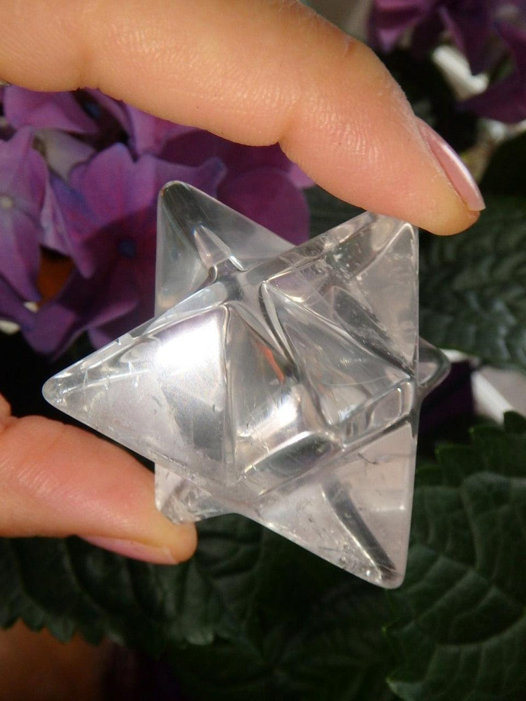 Lovely Hand Held Merkaba Clear Quartz Carving - Earth Family Crystals