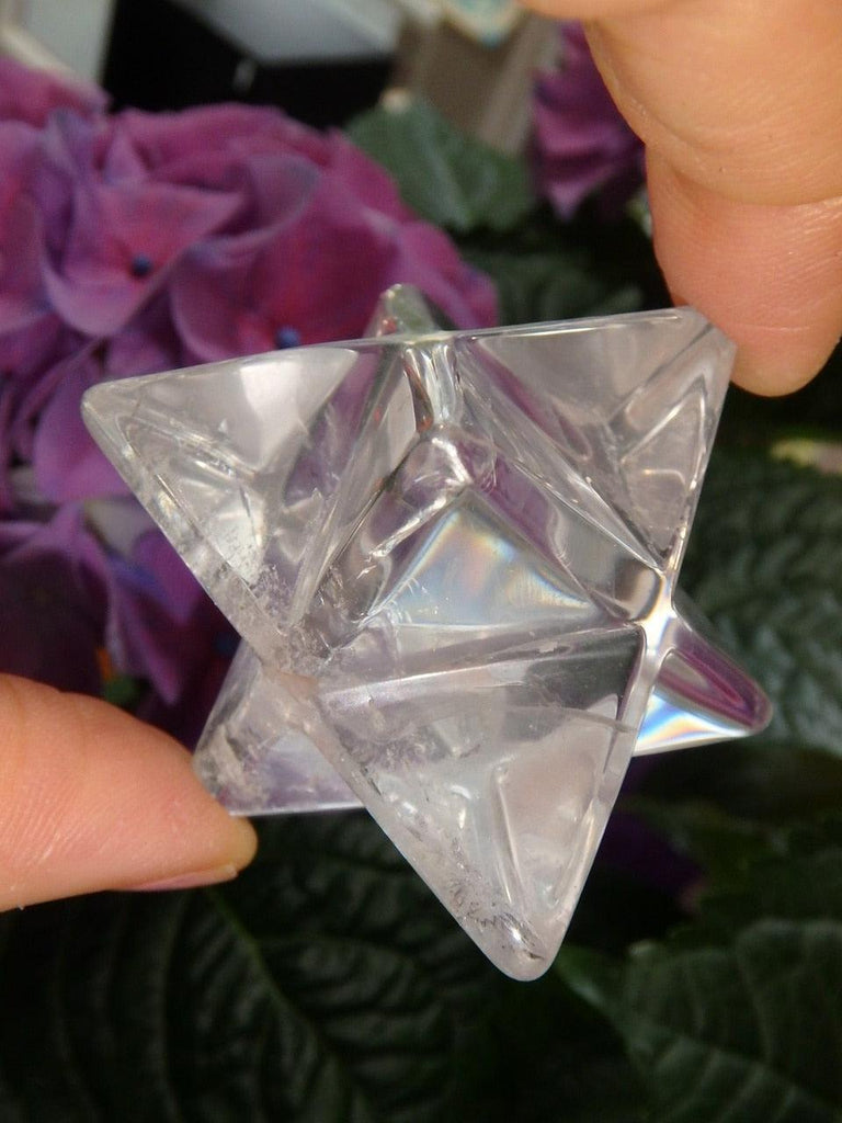Lovely Hand Held Merkaba Clear Quartz Carving - Earth Family Crystals