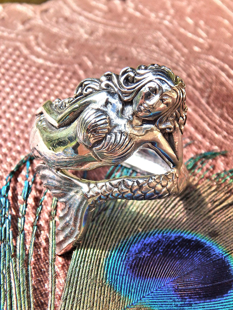 Mystic Mermaid Ring in Sterling Silver  (Size 6.5) - Earth Family Crystals