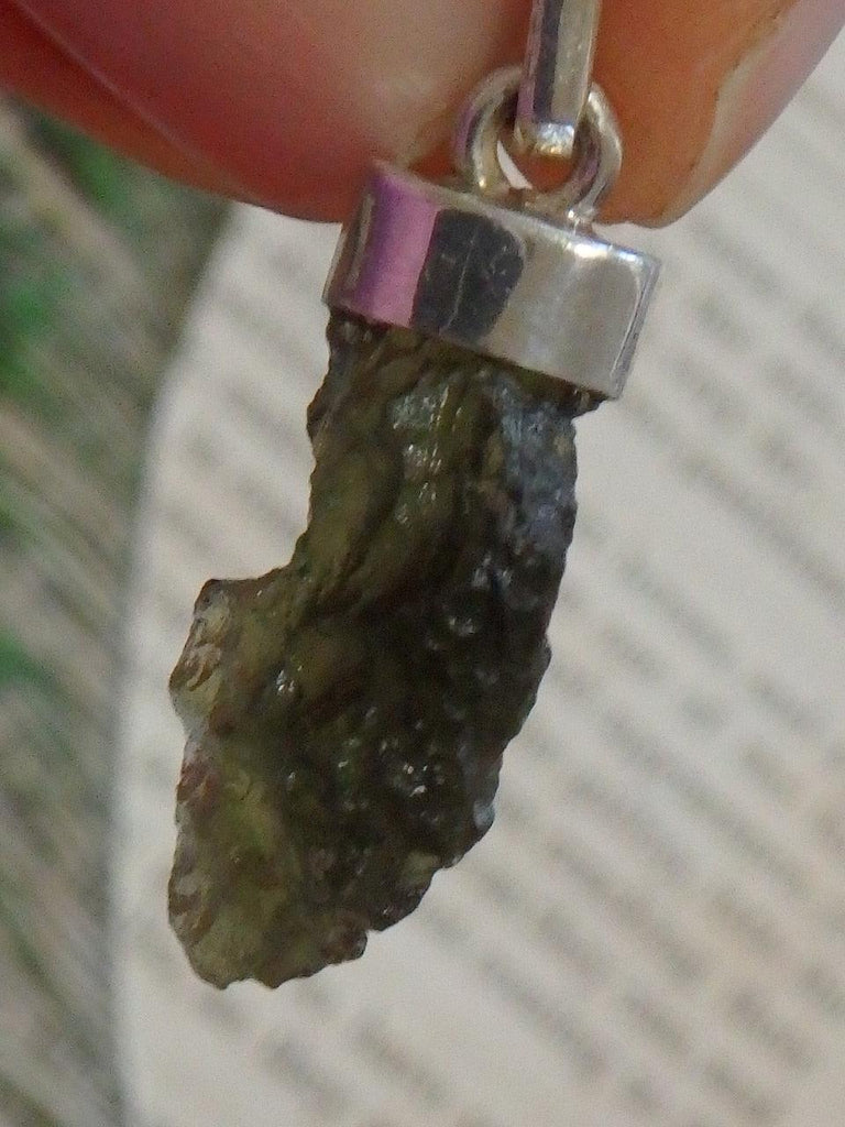 Floating Powerful Green Moldavite Pendant in Sterling Silver (Includes Silver Chain)3 - Earth Family Crystals