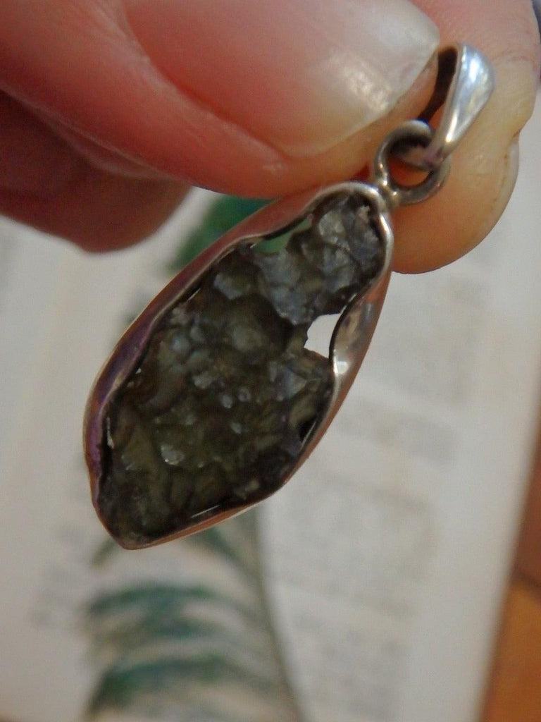 Natural Free Form Genuine Green Moldavite Pendant in Sterling Silver (Includes Silver Chain) - Earth Family Crystals