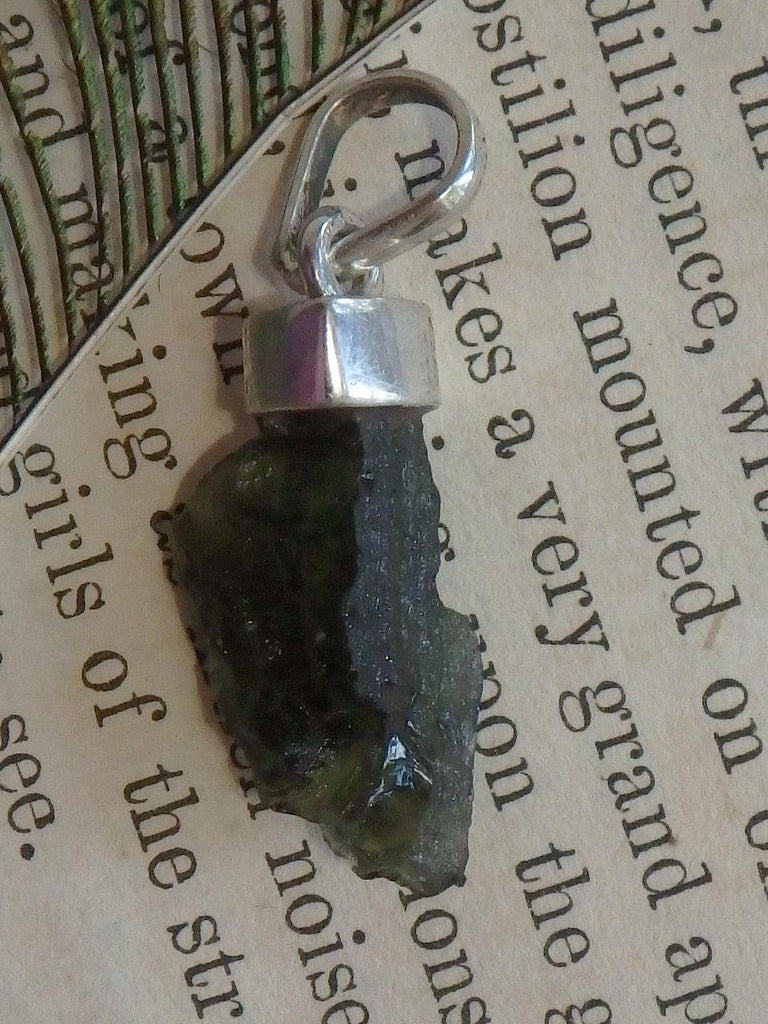 Floating Powerful Green Moldavite Pendant in Sterling Silver (Includes Silver Chain)3 - Earth Family Crystals