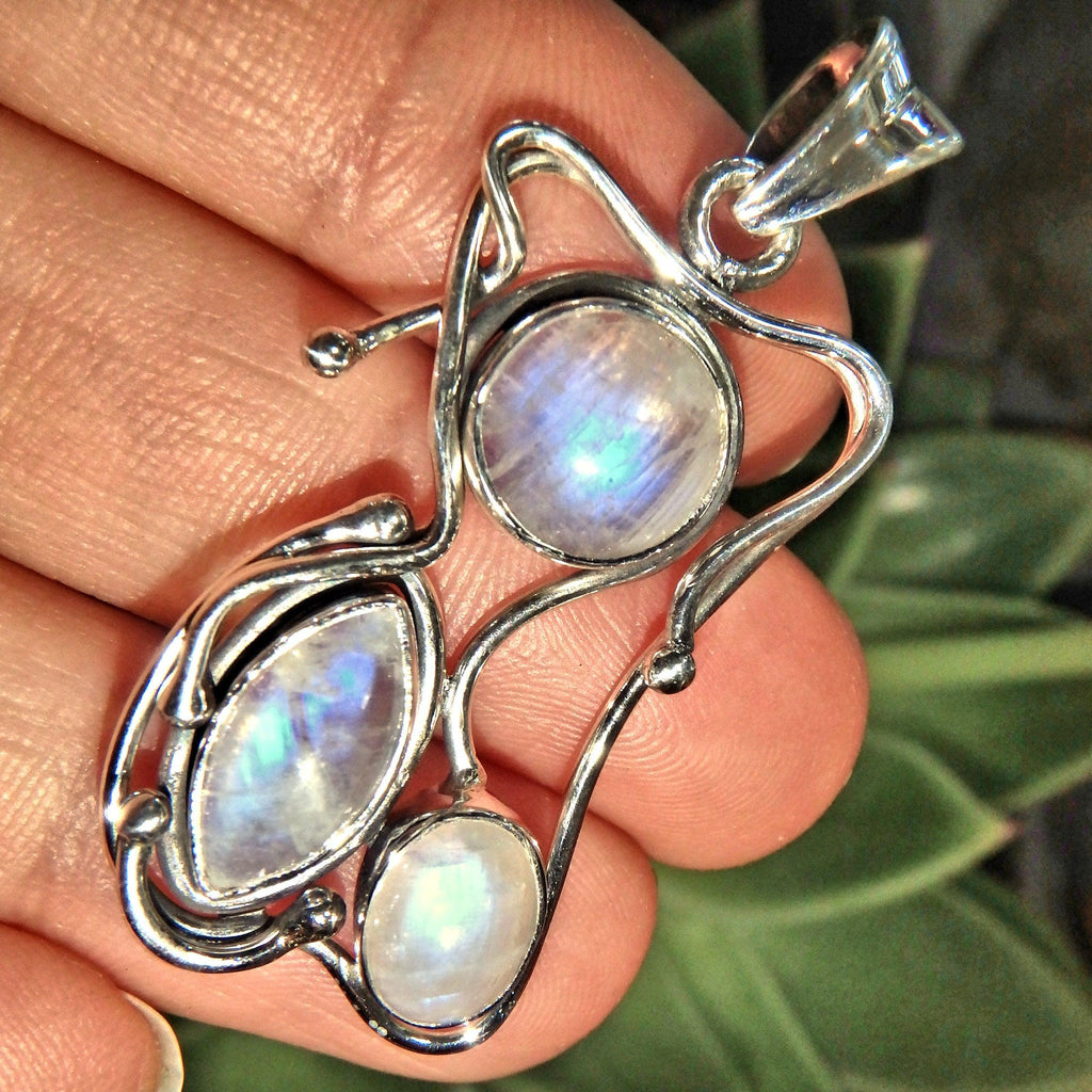 Stunning Rainbow Moonstone Gemstone Pendant in 925 Silver (Includes Silver Chain) - Earth Family Crystals