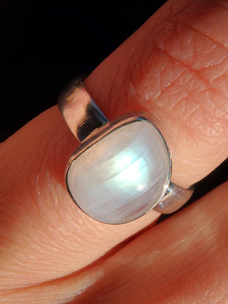 Flashy Rainbow Moonstone Ring in Sterling Silver (Size 6) - Earth Family Crystals