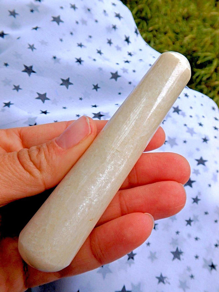 Soft Peach Moonstone Wand Carving - Earth Family Crystals