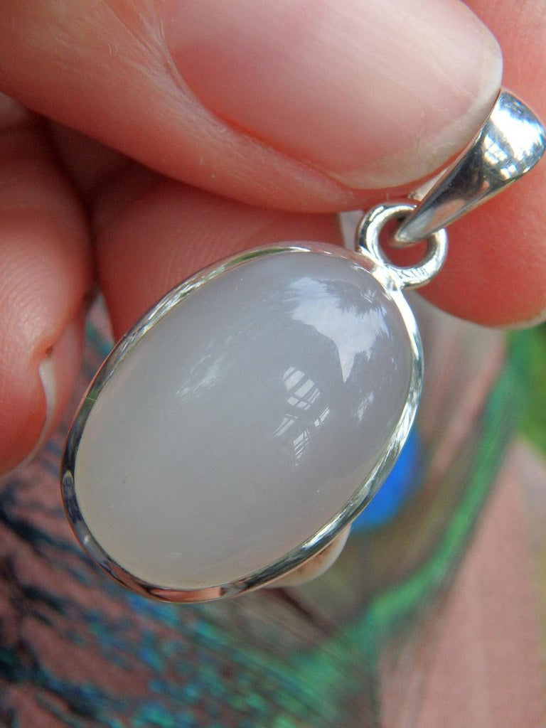 Pearl White Moonstone Healing Pendant in Sterling Silver (Includes Silver Chain) - Earth Family Crystals