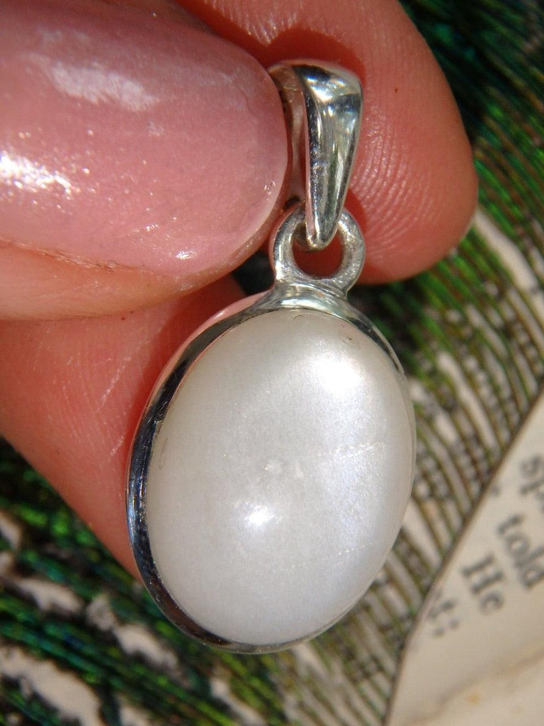 Reserved For Danielle G. Creamy White Moonstone Pendant in Sterling Silver (Includes Silver Chain) - Earth Family Crystals