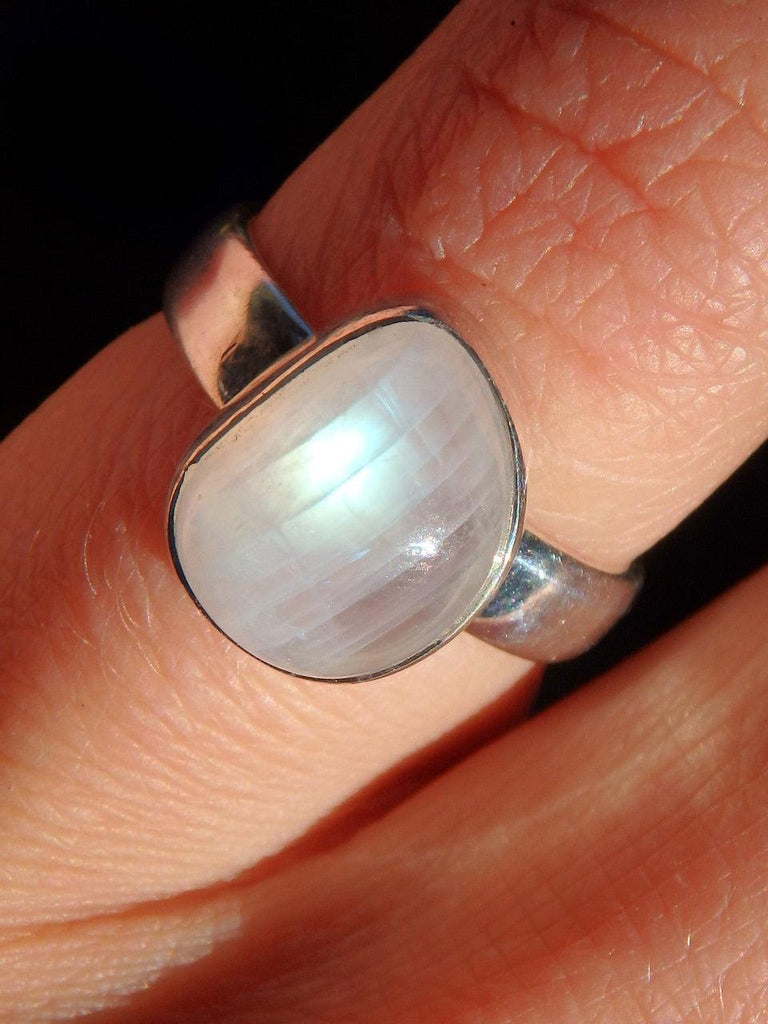 Flashy Rainbow Moonstone Ring in Sterling Silver (Size 6) - Earth Family Crystals