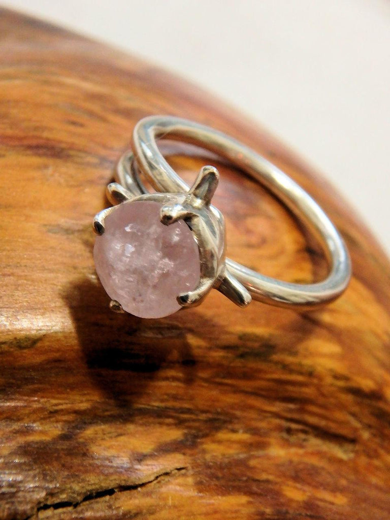 Rare Faceted Pink Morganite Gemstone Ring in Sterling Silver (Size Adjustable 8.5-10) - Earth Family Crystals