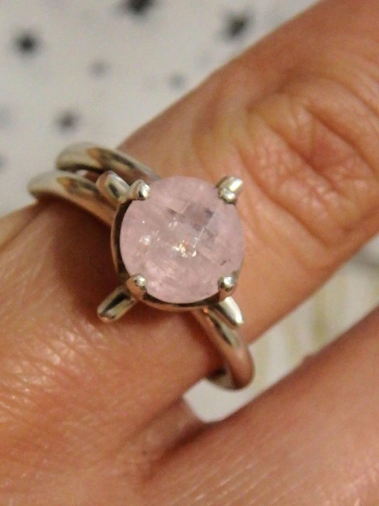 Rare Faceted Pink Morganite Gemstone Ring in Sterling Silver (Size Adjustable 8.5-10) - Earth Family Crystals