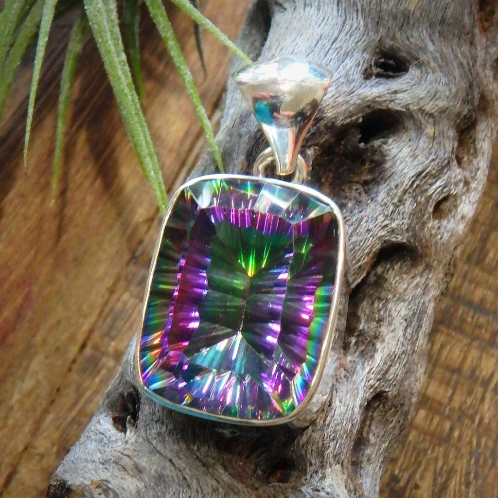 Amazing Color Depth Mystic Topaz Gemstone Pendant in Sterling Silver (Includes Silver Chain) - Earth Family Crystals