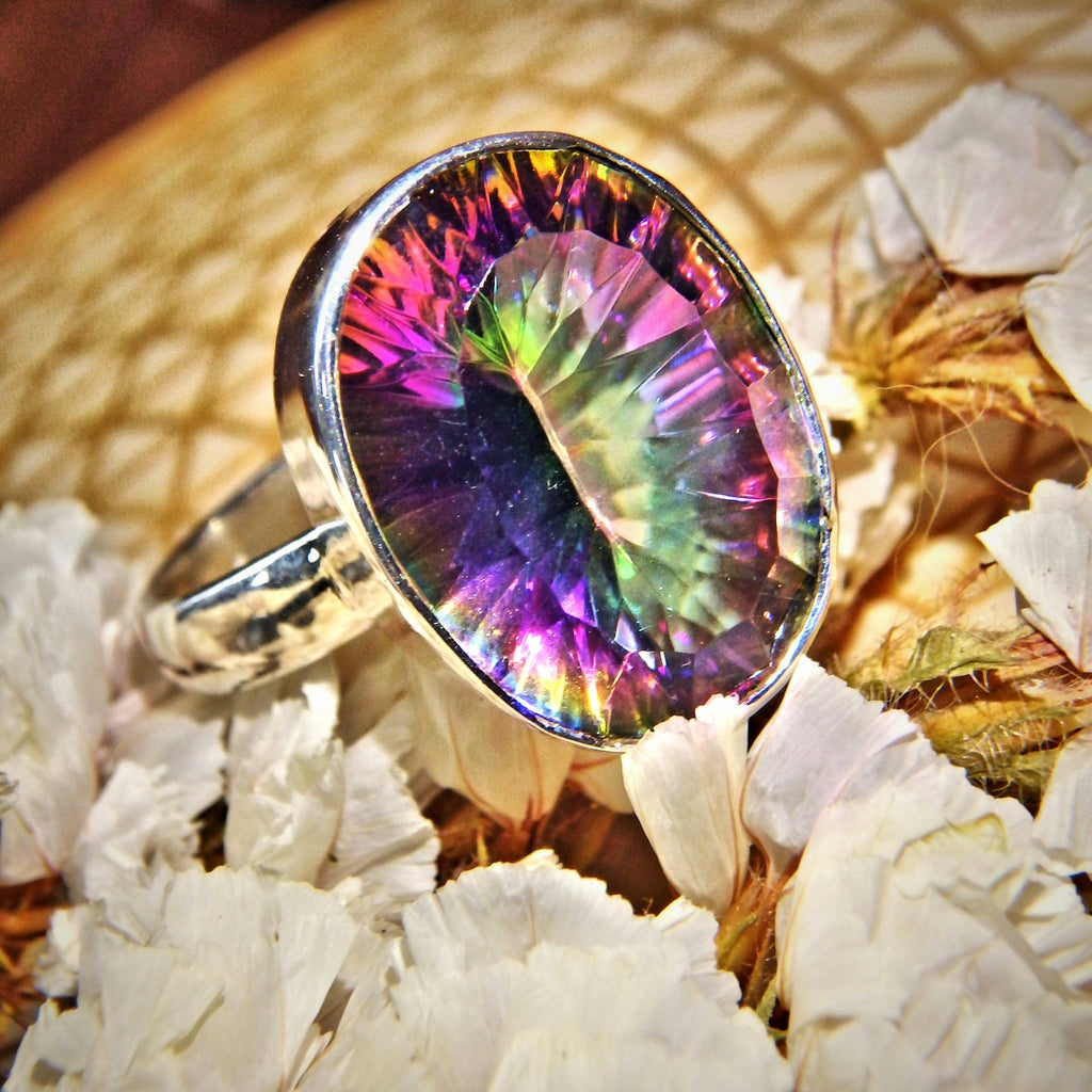 Rainbow Firework Flash Mystic Topaz Sterling Silver Ring (Size 9.5) - Earth Family Crystals