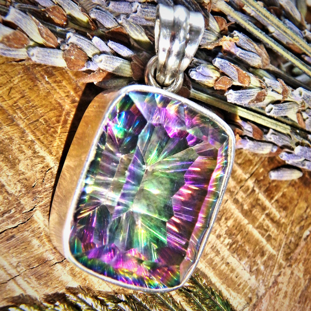 Hypnotic Brilliance Mystic Topaz Sterling Silver Pendant (Includes Silver Chain) - Earth Family Crystals