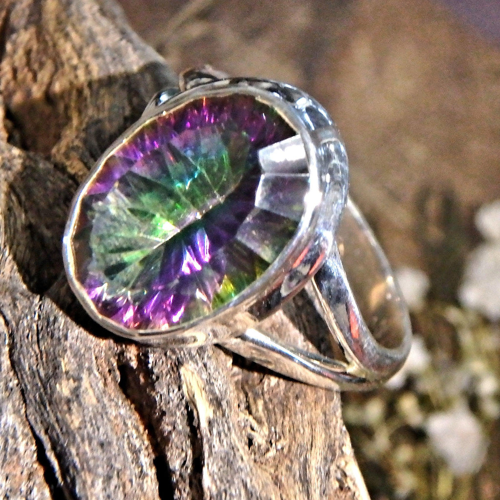 Twinkling Brilliance Rainbow Mystic Topaz Gemstone Ring in Sterling Silver (Size 9) - Earth Family Crystals