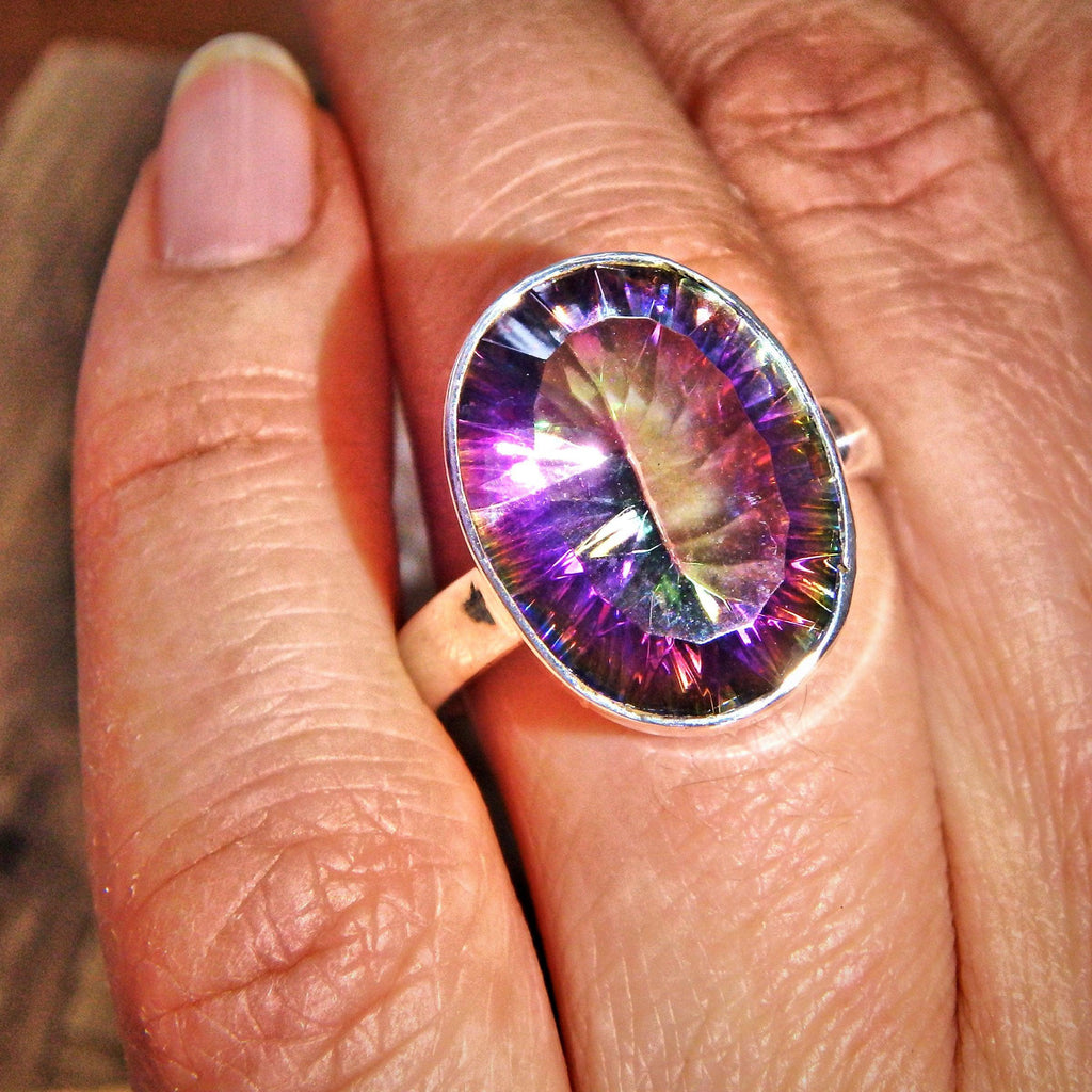 Rainbow Firework Flash Mystic Topaz Sterling Silver Ring (Size 9.5) - Earth Family Crystals