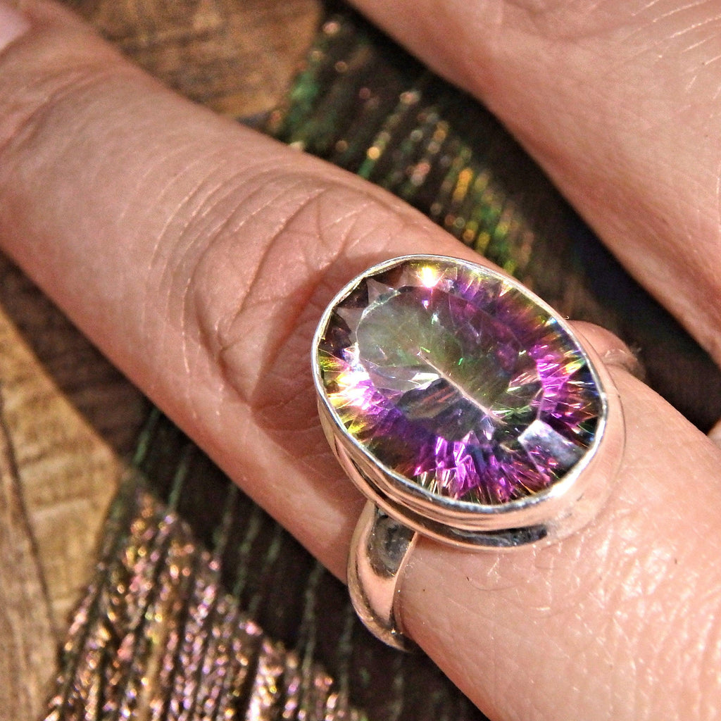 Pretty Rainbows Faceted Mystic Topaz Sterling Silver Ring (Size 7) - Earth Family Crystals