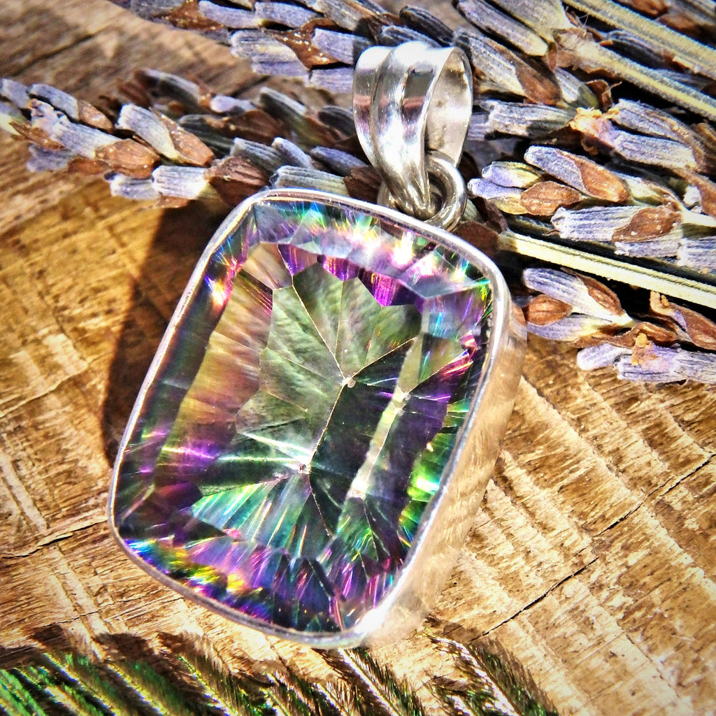 Hypnotic Brilliance Mystic Topaz Sterling Silver Pendant (Includes Silver Chain) - Earth Family Crystals