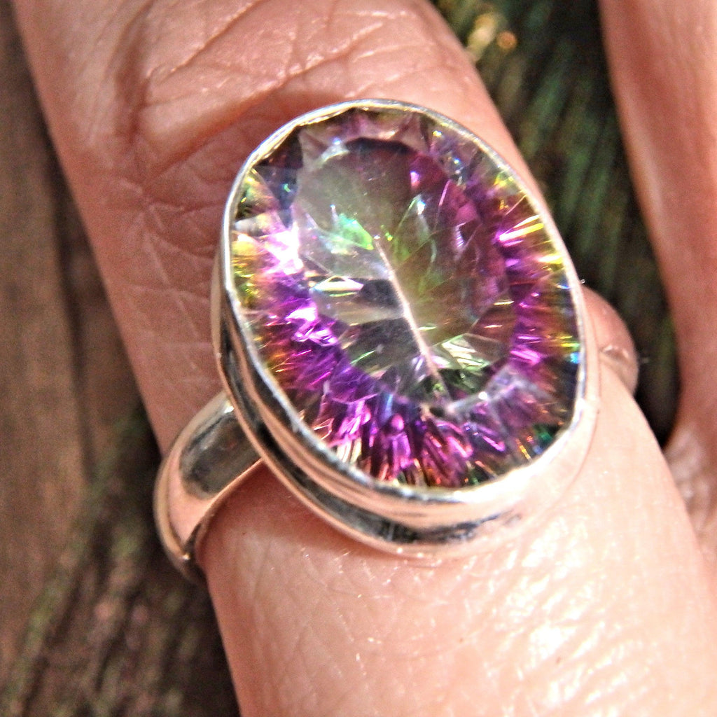 Pretty Rainbows Faceted Mystic Topaz Sterling Silver Ring (Size 7) - Earth Family Crystals