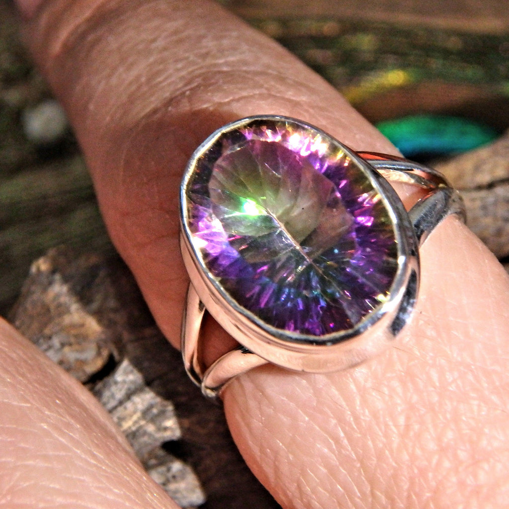 Twinkling Brilliance Rainbow Mystic Topaz Gemstone Ring in Sterling Silver (Size 9) - Earth Family Crystals