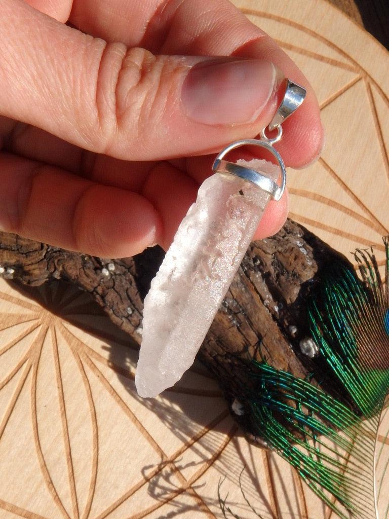 High Vibration! Soft Pink Nirvana Quartz Gemstone Pendant In Sterling Silver (Includes Silver Chain) - Earth Family Crystals