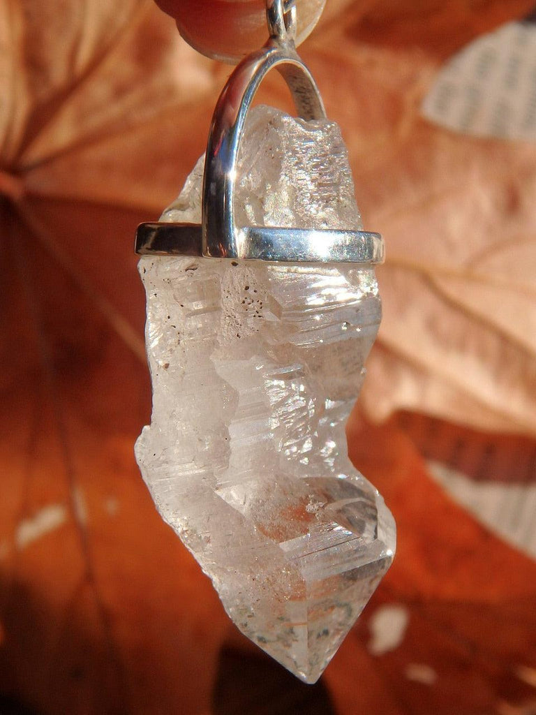 Extreme Brilliance White Nirvana Ice Quartz Natural Point Pendant in Sterling Silver (Includes Silver Chain) - Earth Family Crystals