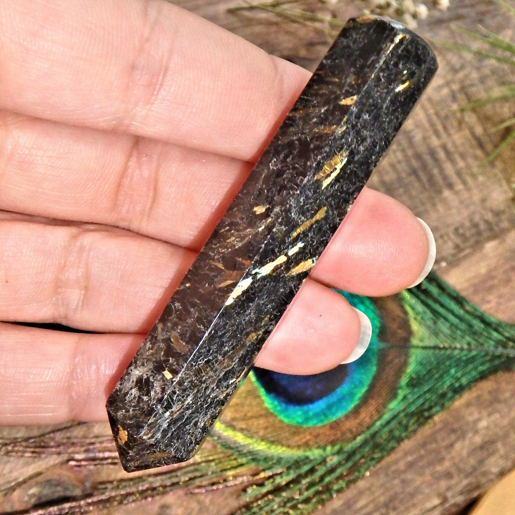 Genuine Greenland Nuummite Mystic Stone Wand ~Perfect for Energy Work! - Earth Family Crystals