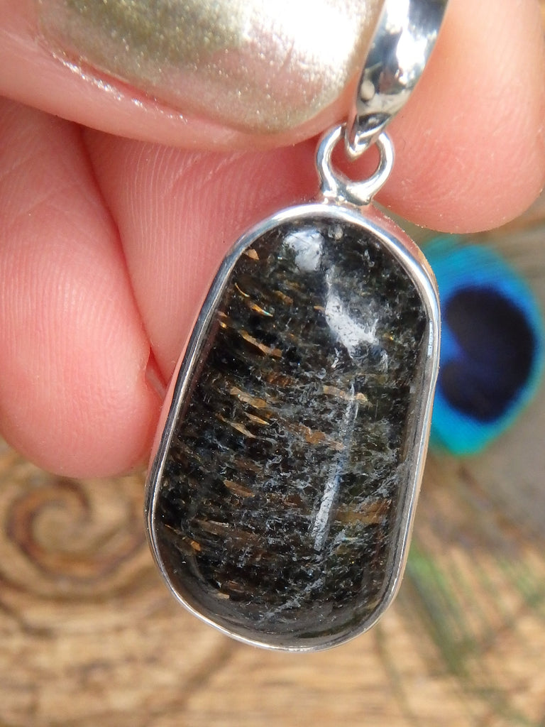 Brilliant Golden Flashes Nuummite From Greenland Pendant in Sterling Silver (Includes Silver Chain) 2 - Earth Family Crystals