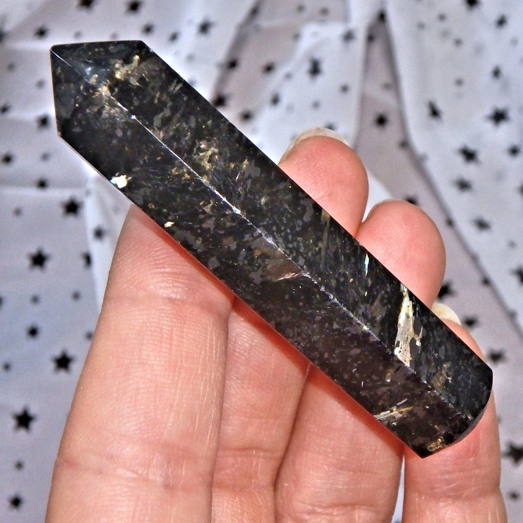 Powerful Genuine Greenland Nuummite Wand Carving - Earth Family Crystals