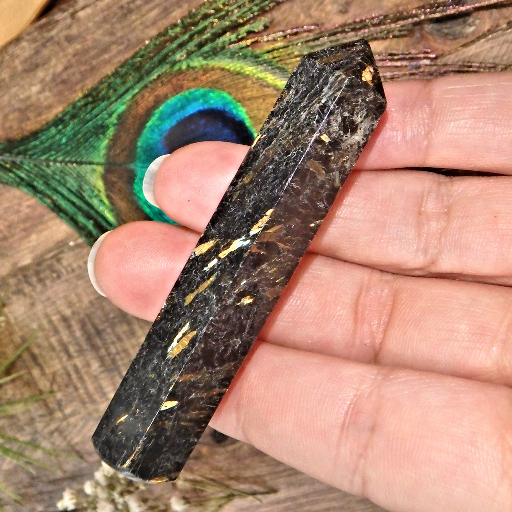 Genuine Greenland Nuummite Mystic Stone Wand ~Perfect for Energy Work! - Earth Family Crystals
