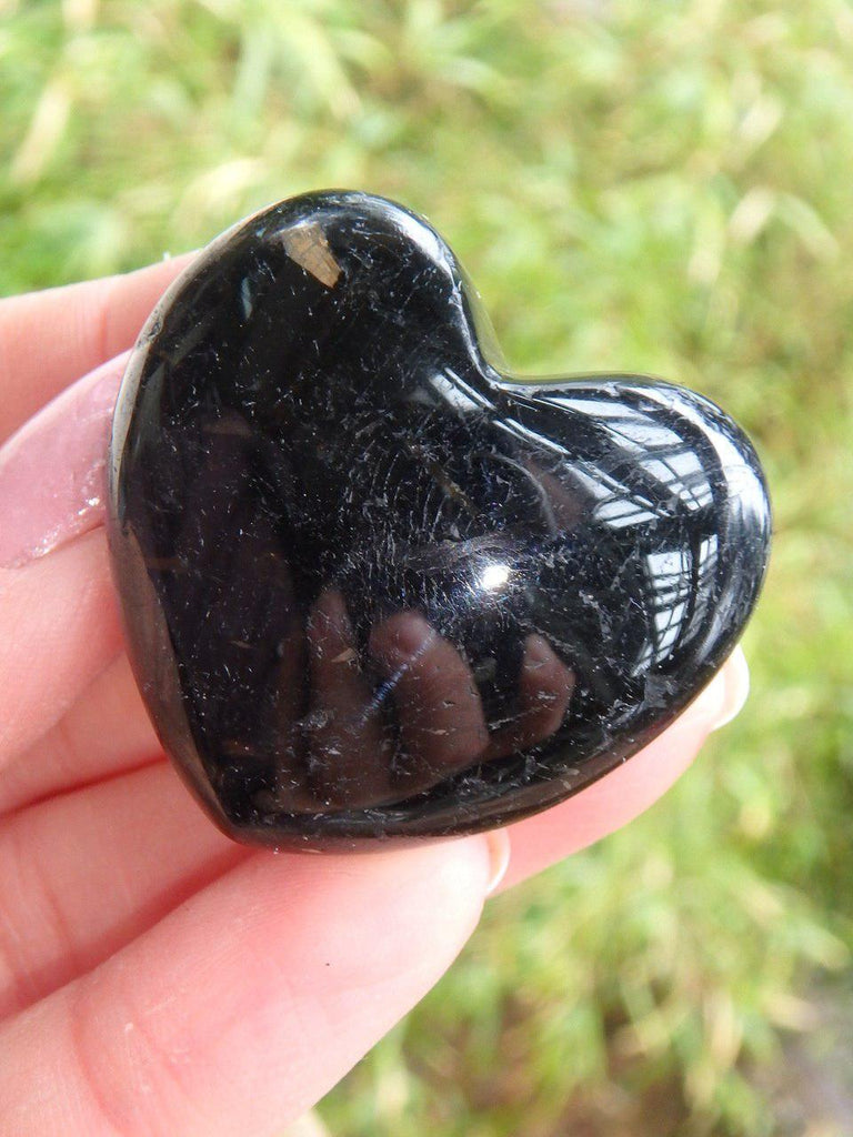 Multi Golden Flashes Greenland Nuummite Heart - Earth Family Crystals