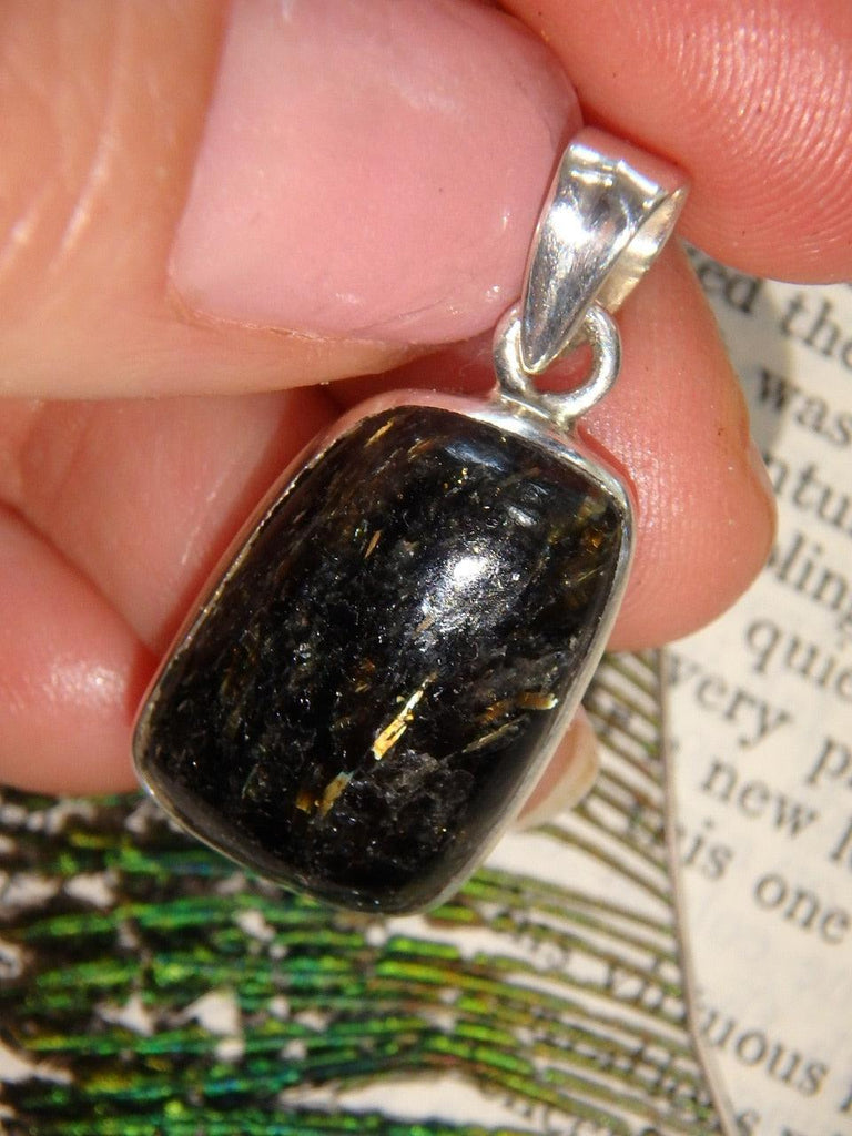 Flashes of Color Genuine Nuummite Pendant in Sterling Silver (Includes Silver Chain) - Earth Family Crystals