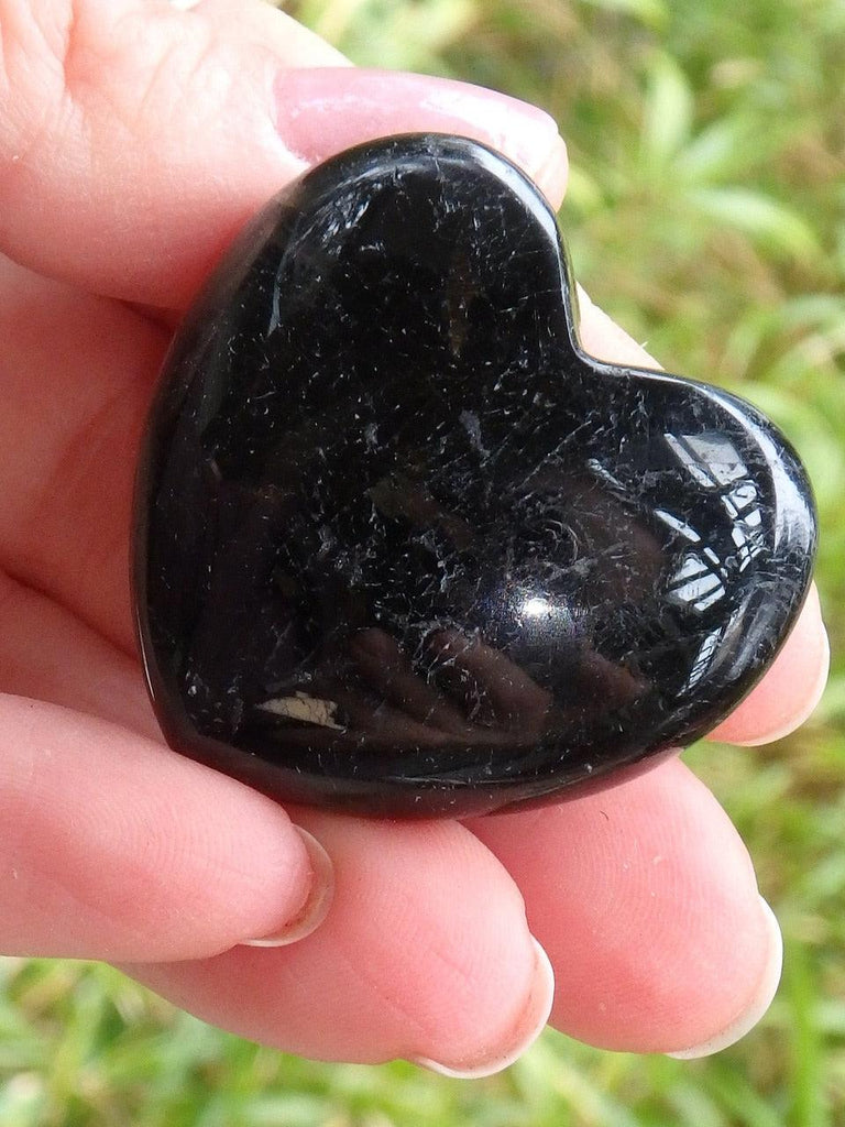 Multi Golden Flashes Greenland Nuummite Heart - Earth Family Crystals