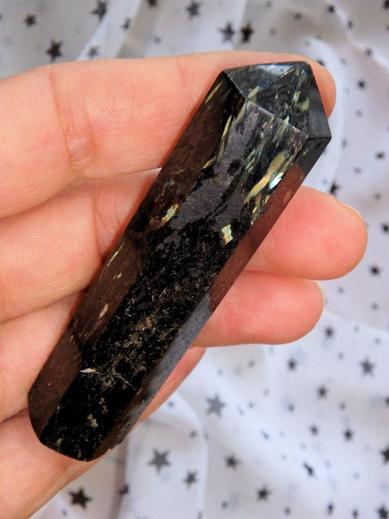 Green & Golden Firework Flashes Greenland Nuummite Wand! Ideal for Healing - Earth Family Crystals