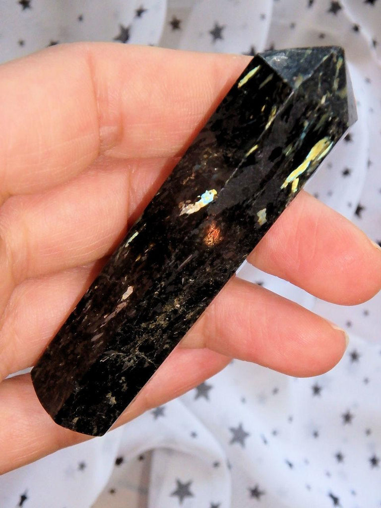 Green & Golden Firework Flashes Greenland Nuummite Wand! Ideal for Healing - Earth Family Crystals