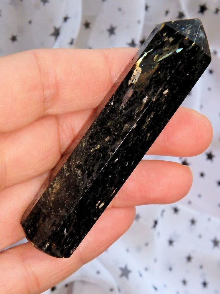 Green & Golden Firework Flashes Greenland Nuummite Wand! Ideal for Healing - Earth Family Crystals