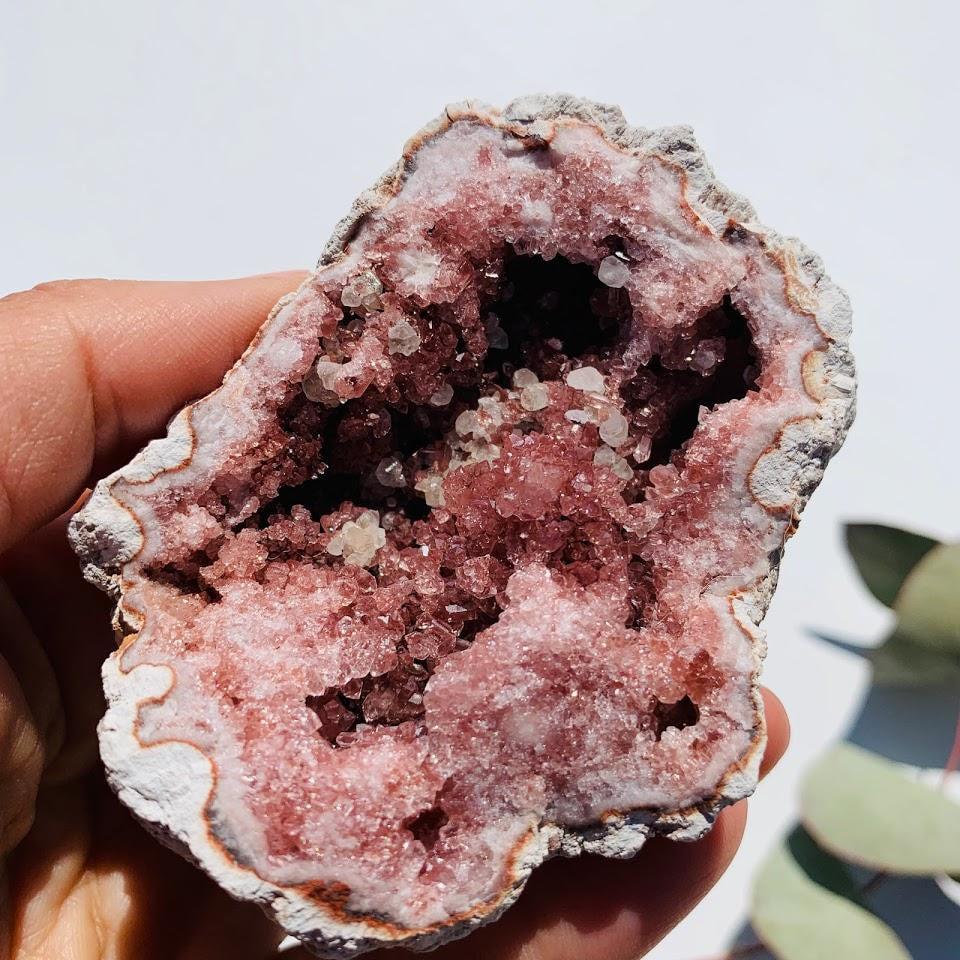 Delightful Pink Magenta Druzy Pink Amethyst & Calcite Included Geode Large Specimen From Patagonia - Earth Family Crystals