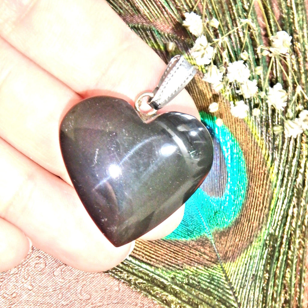 Extreme Grounding Obsidian Love Heart Pendant (Includes Silver Chain) - Earth Family Crystals
