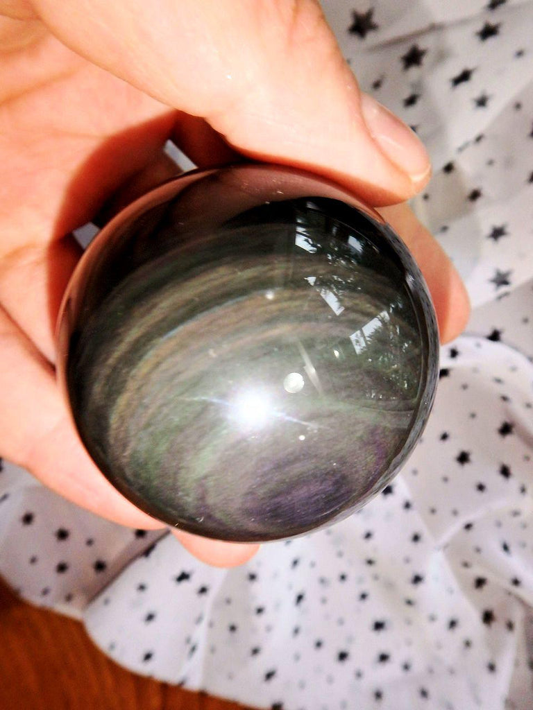 Optical Rainbow Obsidian Sphere Carving 4 - Earth Family Crystals