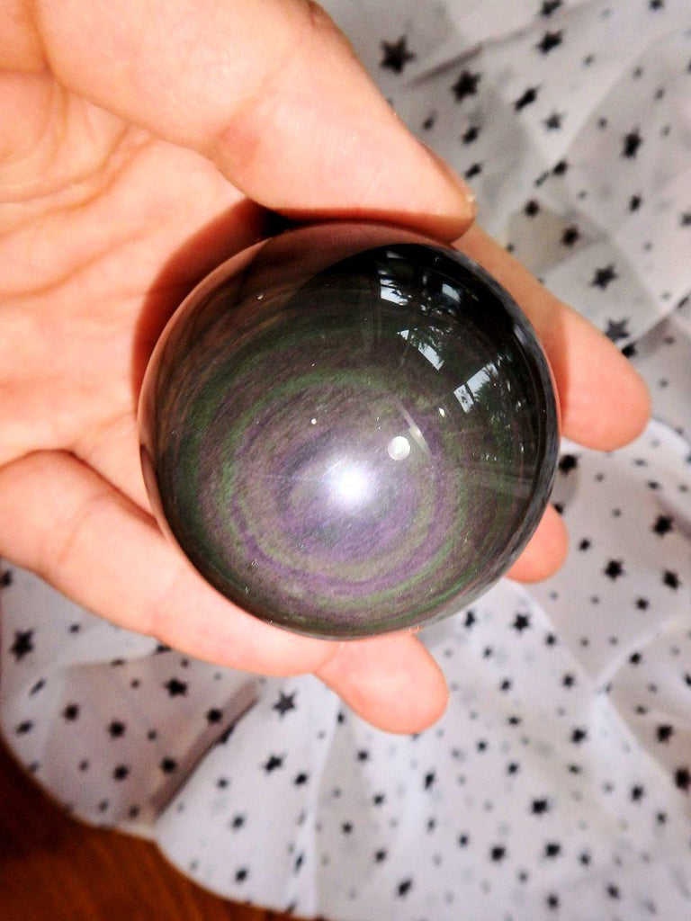 Optical Rainbow Obsidian Sphere Carving 4 - Earth Family Crystals